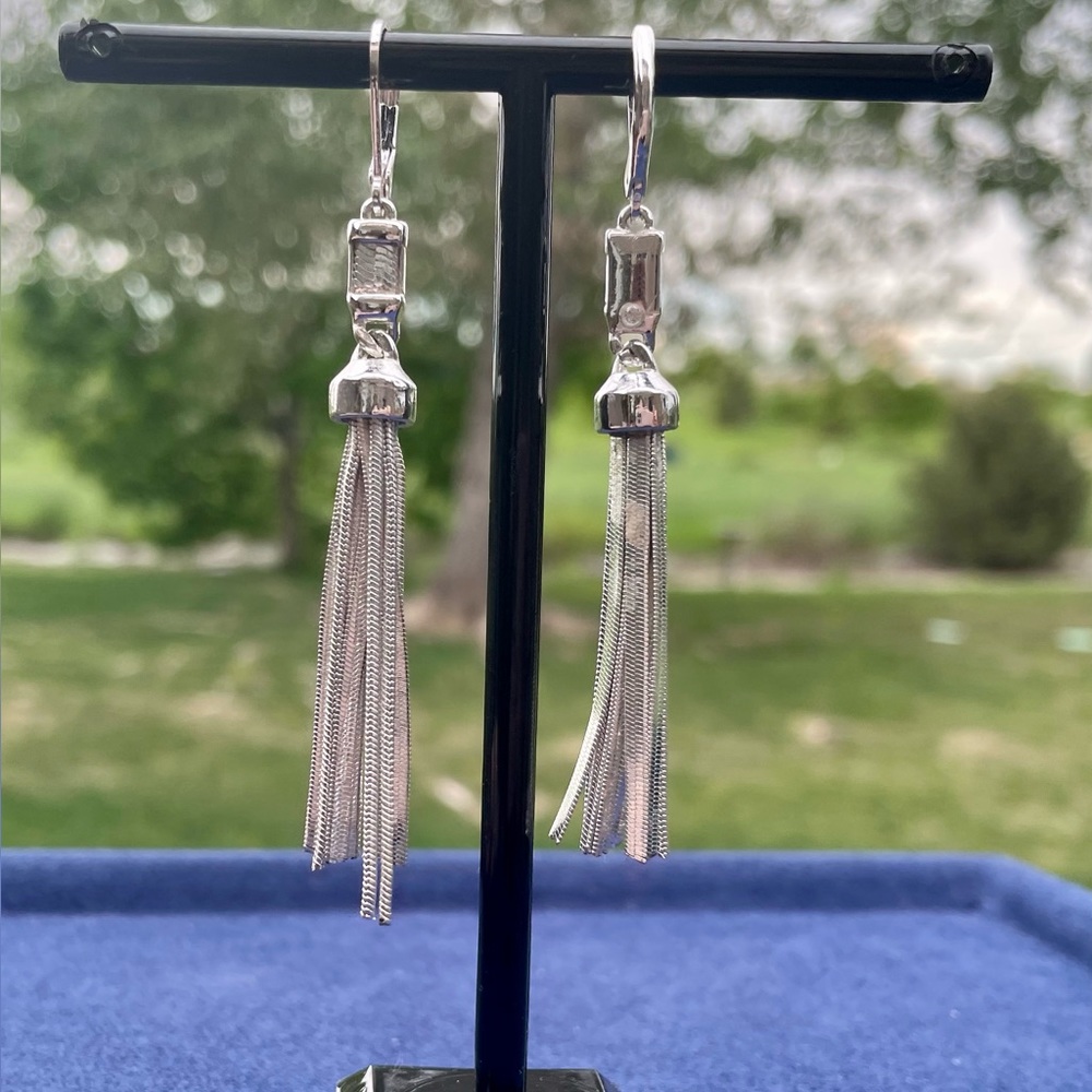 Silver tassel earrings
